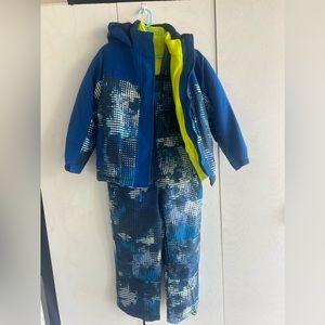 Roebuck & Co Kids Blue White Overall Coverall Snowsuit and matching jacket SET